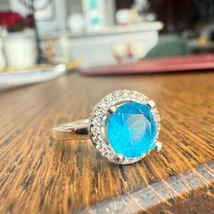 Stunning Blue Gemstone Silver Ring